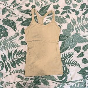 Lululemon Athletica Beige Ribbed Tank Top